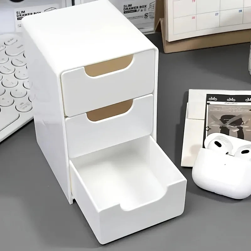 Chic 3-Tier Desk Organizer with Drawers - Ideal for Office Supplies, Jewelry & Cosmetics Storage - Portable Divider Box Beauty World Shop