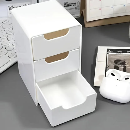 Chic 3-Tier Desk Organizer with Drawers - Ideal for Office Supplies, Jewelry & Cosmetics Storage - Portable Divider Box Beauty World Shop