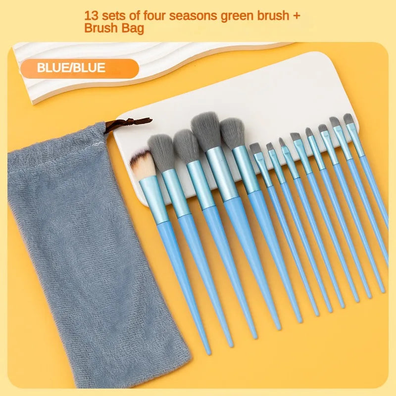 13purpleflower holly leaf makeup brush suit soft hair face powder highlight blush brush eye shadow brush full set of beauty tool Beauty Fashion