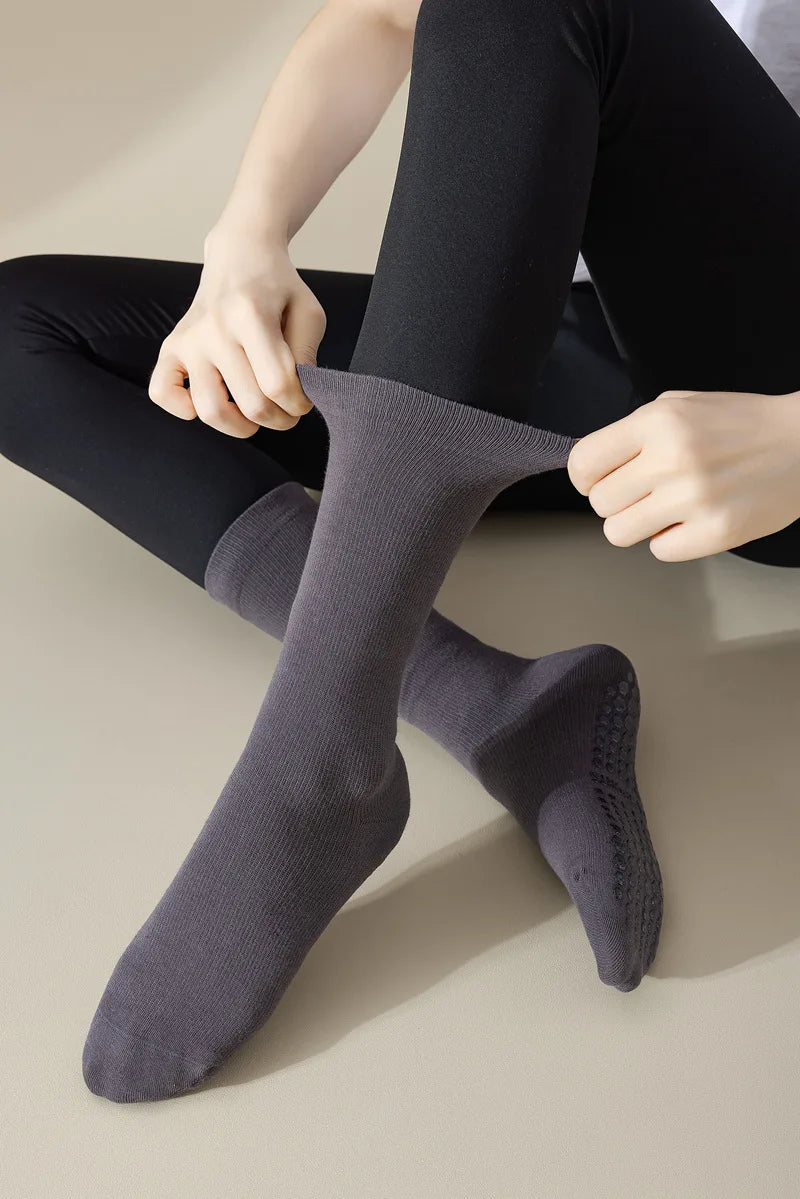 Professional Yoga Socks Women Silicone Non-slip Solid Color Pilates Socks Cotton Breathable Floor Gym Fitness Dance Sports Socks Beauty World Shop