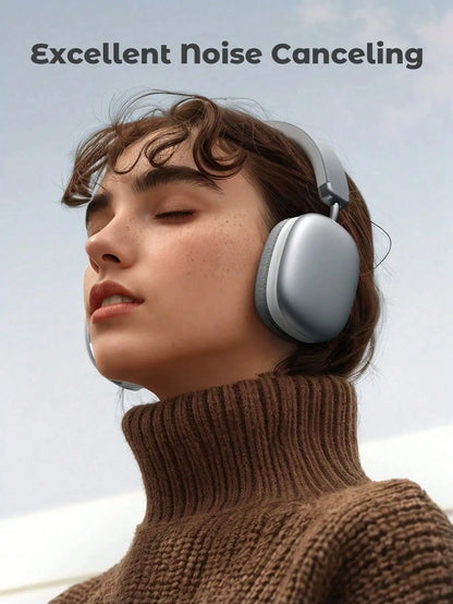 Bluetooth Headphones Over Ear Wireless Headset HiFi Music Gaming Comfortable Mic for iPhone Android PC Silver Beauty World Shop