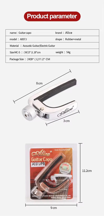 Alice Guitar Capo Adjustable Roller Metal Perfect Quick Change Tune for Electric Acoustic Guitar, Bass, Violin, and Ukulele Beauty World Shop