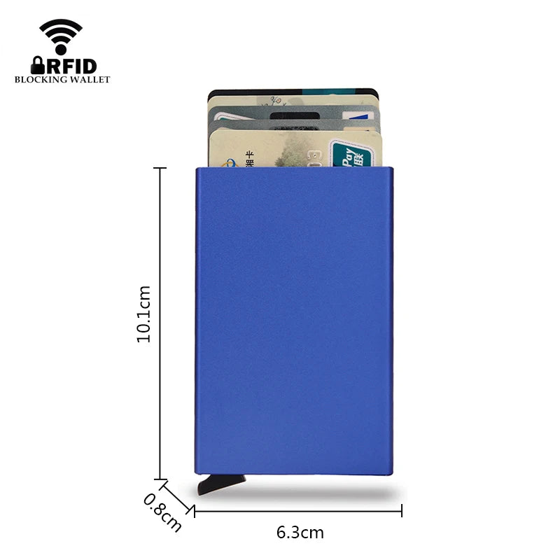 Rfid Smart Wallet Card Holder Metal Thin Slim Men Women Wallets Pop Up Minimalist Wallet Small Black Purse Vallet Walets for Men Beauty World Shop