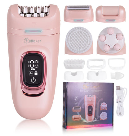 Hatteker 2-in-1 Epilator Hair Remover Leg Body Portable Lady Shaver Hair Removal Tool Underarms Facial Clipper for Women IPX7 Beauty World Shop
