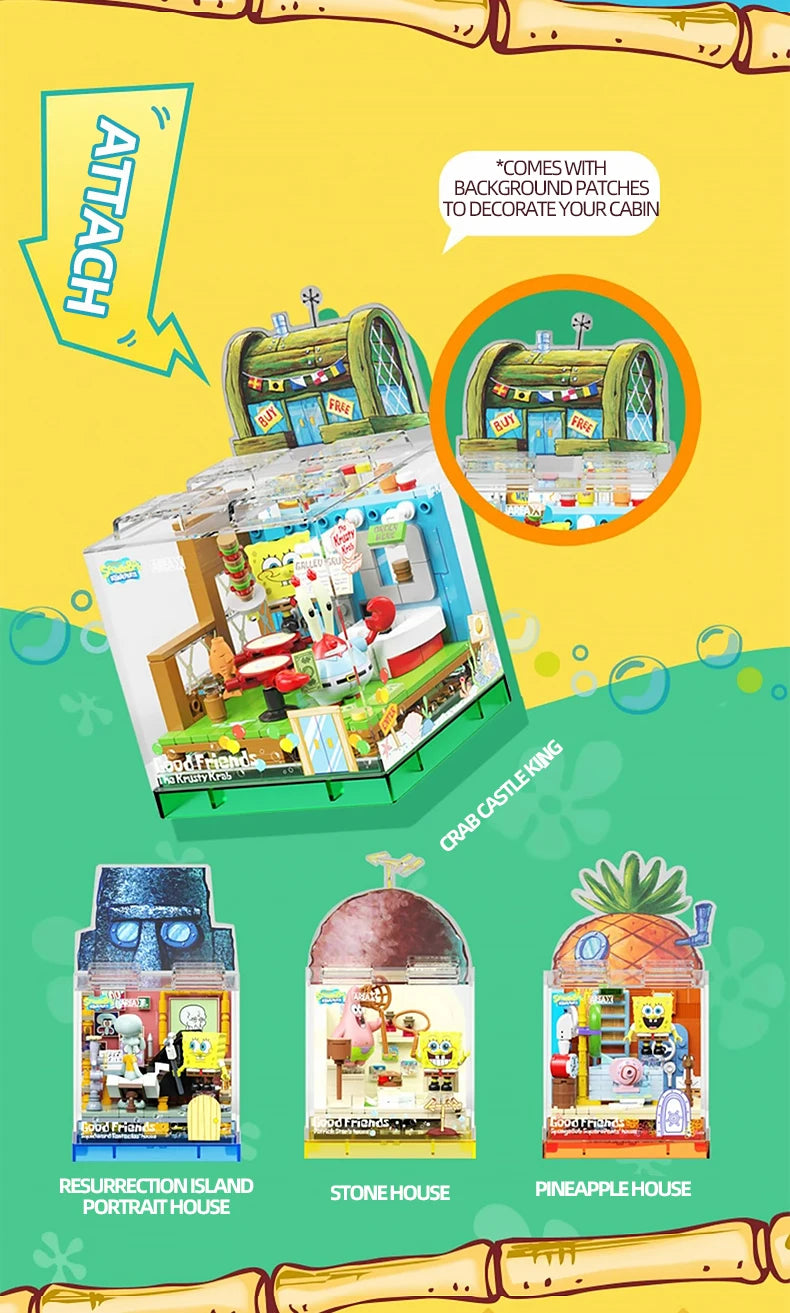 Spongebob Building Blocks Patrick Star Krusty Krab Squidward Tentacles Room Model Bricks Set Desktop Ornaments Kids Toys Gifts Beauty World Shop