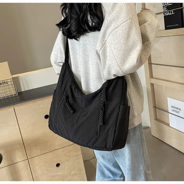 Trendy Women's Soft Cloth Shoulder Bag Solid Color Student 2026 Spring Y2k Casual Style Big Handbags Crossbody Bags for Women Beauty World Shop