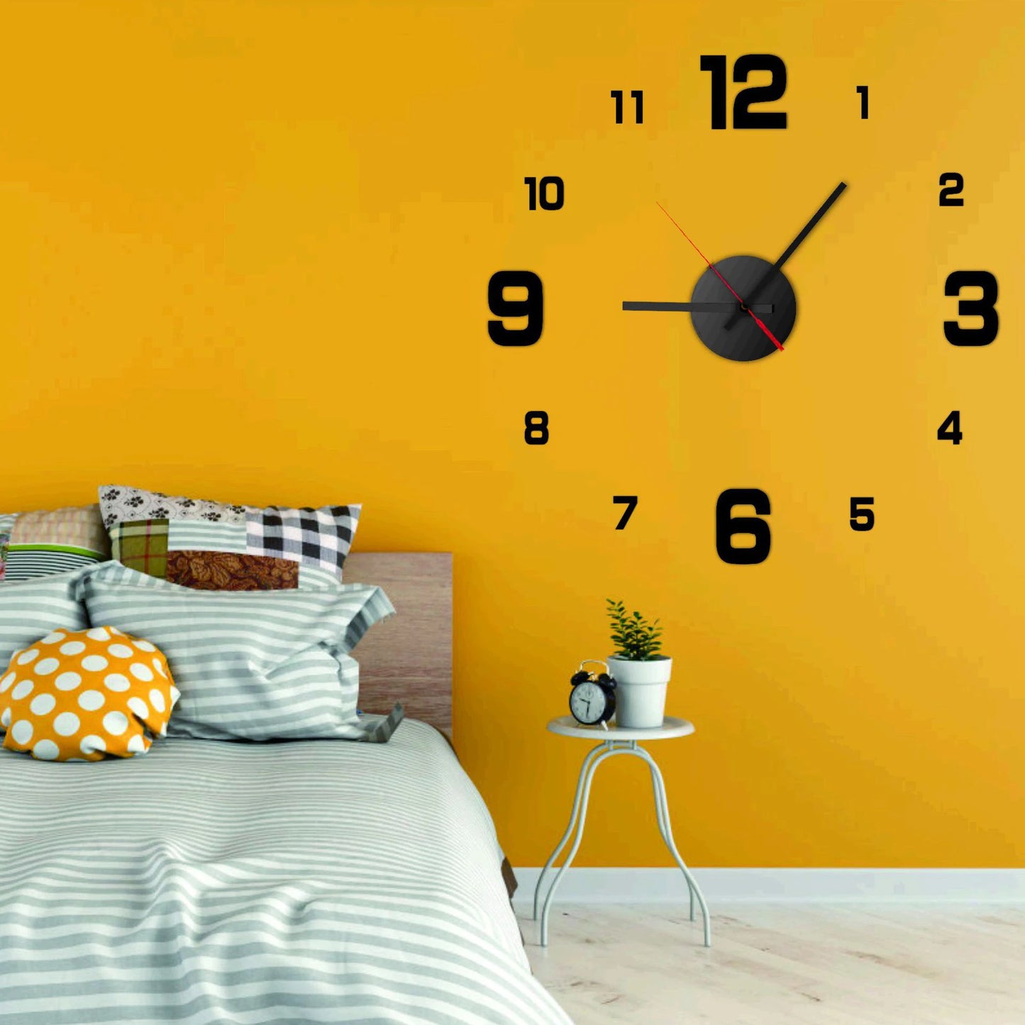 3D Creative Frameless DIY Wall Hanging Clock Wall Stickers Home Mute Digital Clock Living Room Office Wall Decoration Beauty Fashion