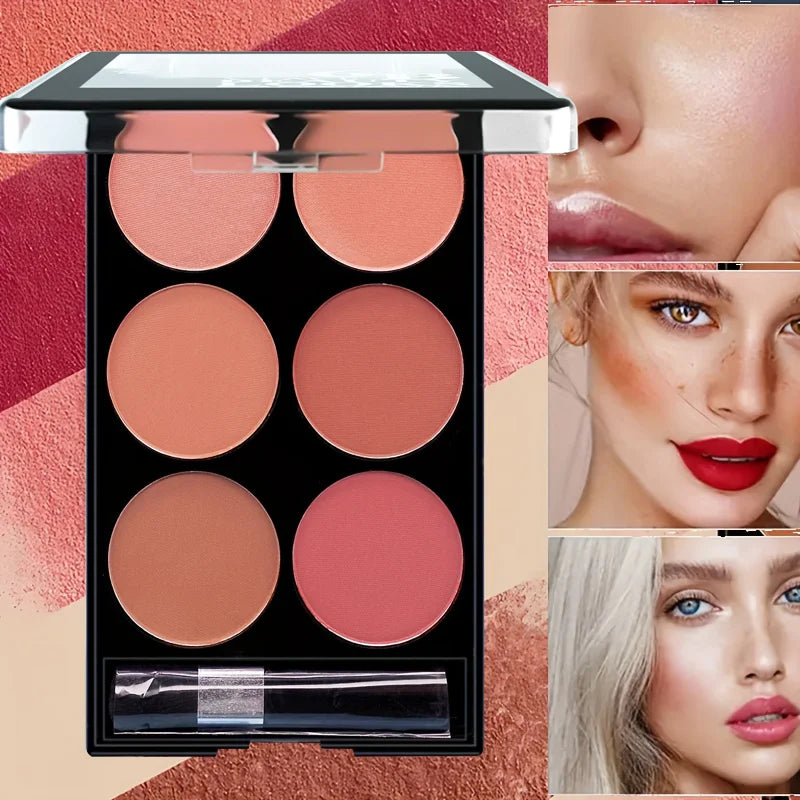 6-Color Blush and Contouring All-in-One Palette, Pearlescent Matte Powder Makeup Palette Beauty World Shop