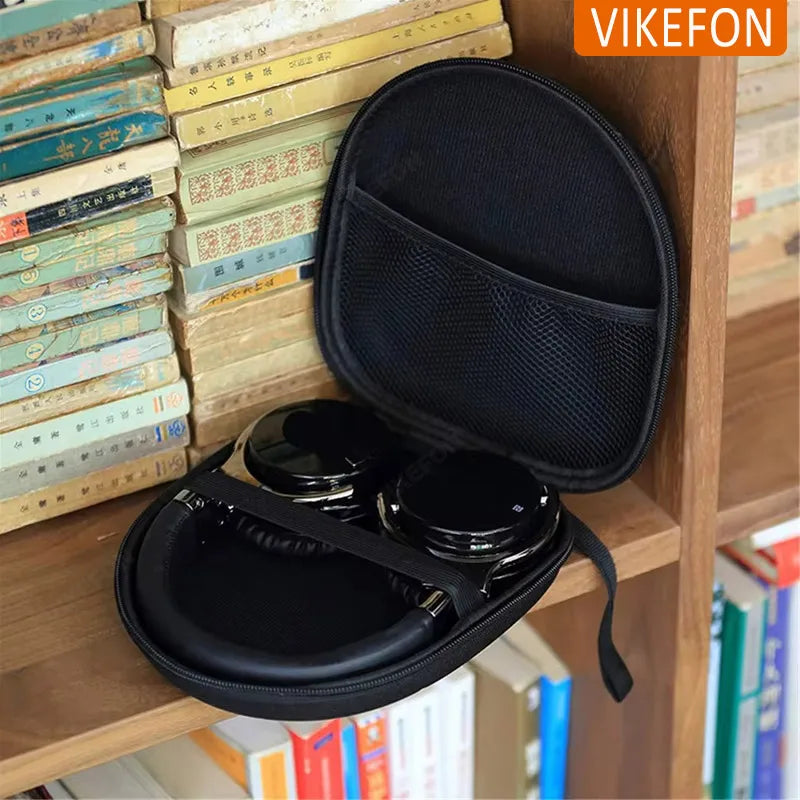 Headphone Carrying Case Shockproof Headset Pouch Capacity Handheld Earphone Container Company Travel Supplies Black