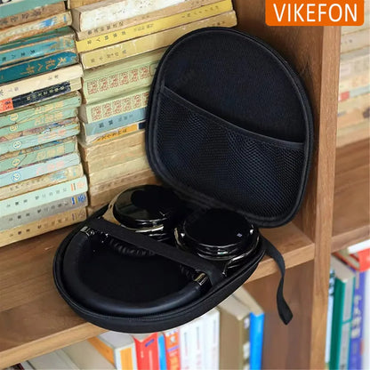 Headphone Carrying Case Shockproof Headset Pouch Capacity Handheld Earphone Container Company Travel Supplies Black