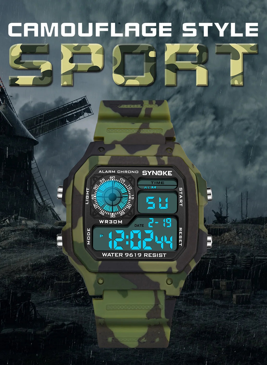 Synoke Outdoor Military Digital Watch For Men Fashion Retro Nylon Canvas Strap Sports Waterproof Watch Multifunctional Luminous Beauty World Shop