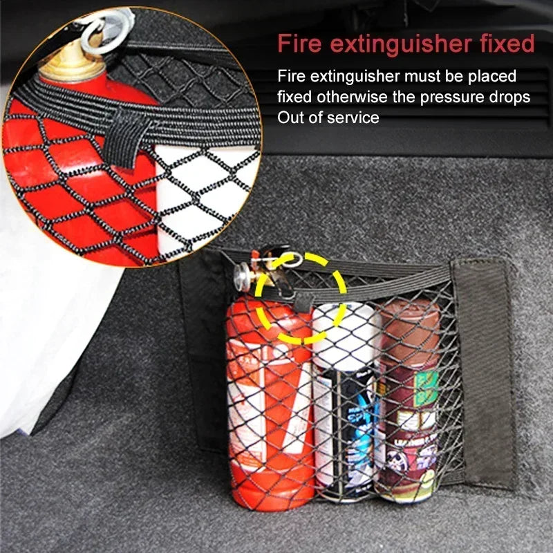 Car Storage Net Stretchable Mesh Pocket Net Magic Elastic Sticker Universal Rear Mesh Trunk Seat Bag Pocket Cage Auto Organizer Beauty World Shop