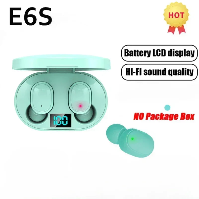 E6S Wireless Bluetooth Earphones TWS Bluetooth Headset Wireless Earbuds Noise Cancelling Earphones with Microphone Headphones Beauty World Shop