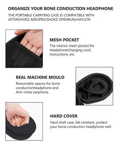 Hard Shell Storage Case Compatible with AfterShokz OpenRun/Trekz Air/Titanium Mini Bone Conduction Headphone Travel Carrying Bag
