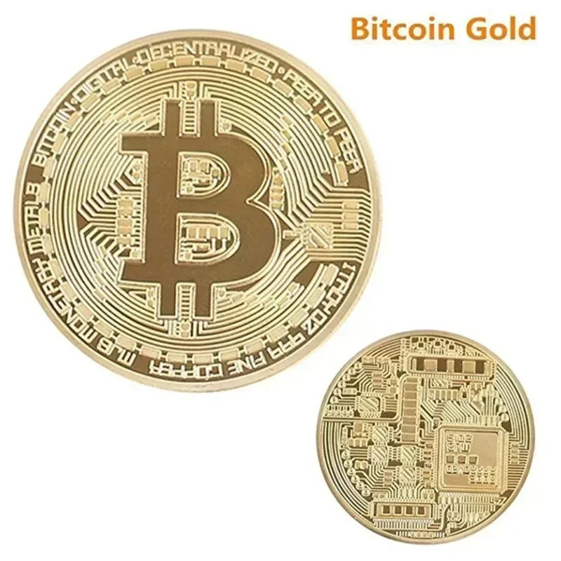 4pcs Gold Plated Bitcoin Coin Collectible Art Collection Gift Physical Commemorative Metal Antique Imitation Happy Birthday Beauty World Shop