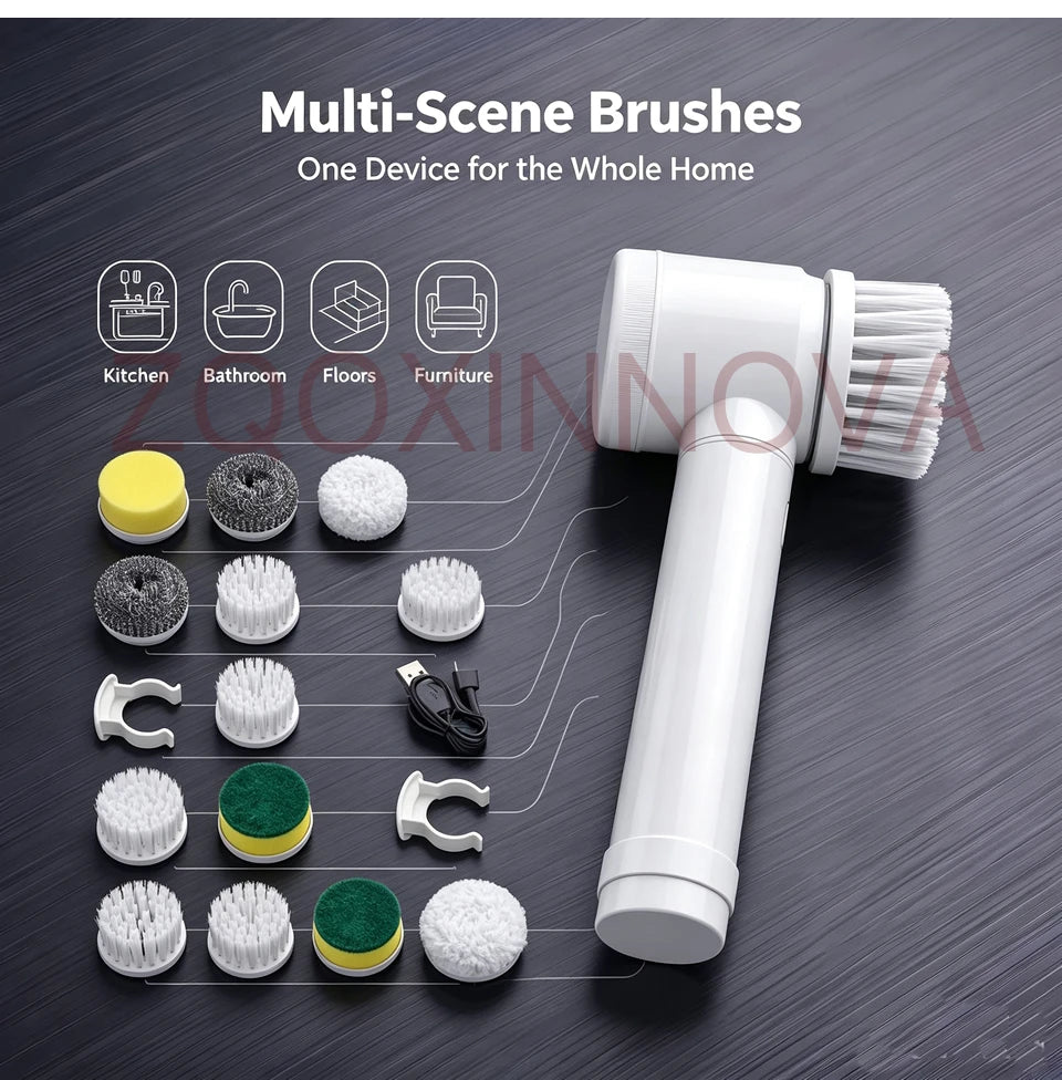 Household CordLess Electric Cleaning Brush Kitchen Gadgets Hair Brushes Bathroom Broom Toilet Mops Multifunctional Spin Scrubber Beauty World Shop