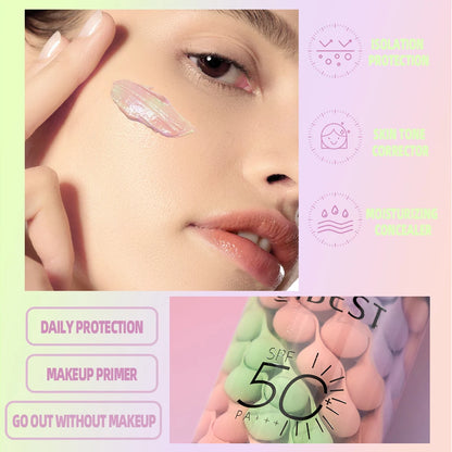 Qibest Three Color Press Release Cream Concealer Isolate Makeup Facial Base Brightening Cream Liquid Concealer Face Primer