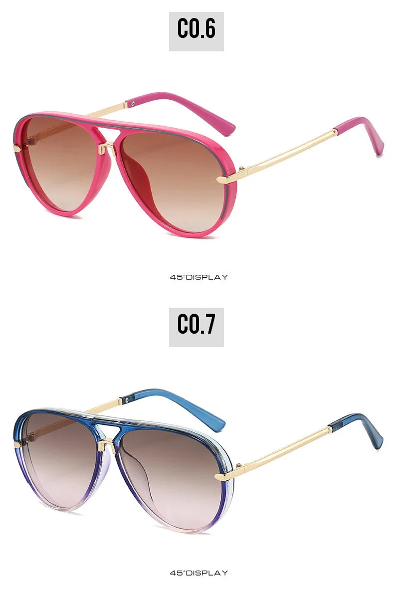Trendy Oversized Pilot Sunglasses Women Men Vintage Retro Classic Designer Sun Glasses UV400 Protection Fashion Ladies Shades Beauty World Shop