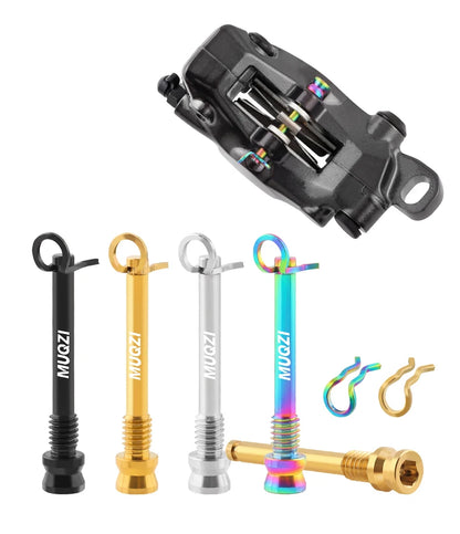 MUQZI 2pcs Titanium Bolts Bicycle Disc Brakes Caliper Lightweight Mounting Screws Road MTB Disc Brake Pad Bolts with Fixing Clip Beauty World Shop