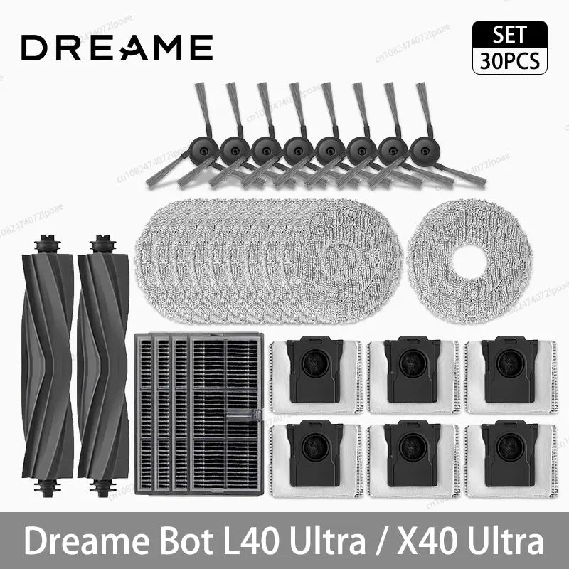 Dreame L40 Ultra / X40 Ultra Vacuum Cleaner Replacement Accessories Main Side Brush HEPA Filter Mop Cloths Dust Bag Spare Parts Beauty World Shop