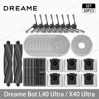 Dreame L40 Ultra / X40 Ultra Vacuum Cleaner Replacement Accessories Main Side Brush HEPA Filter Mop Cloths Dust Bag Spare Parts Beauty World Shop