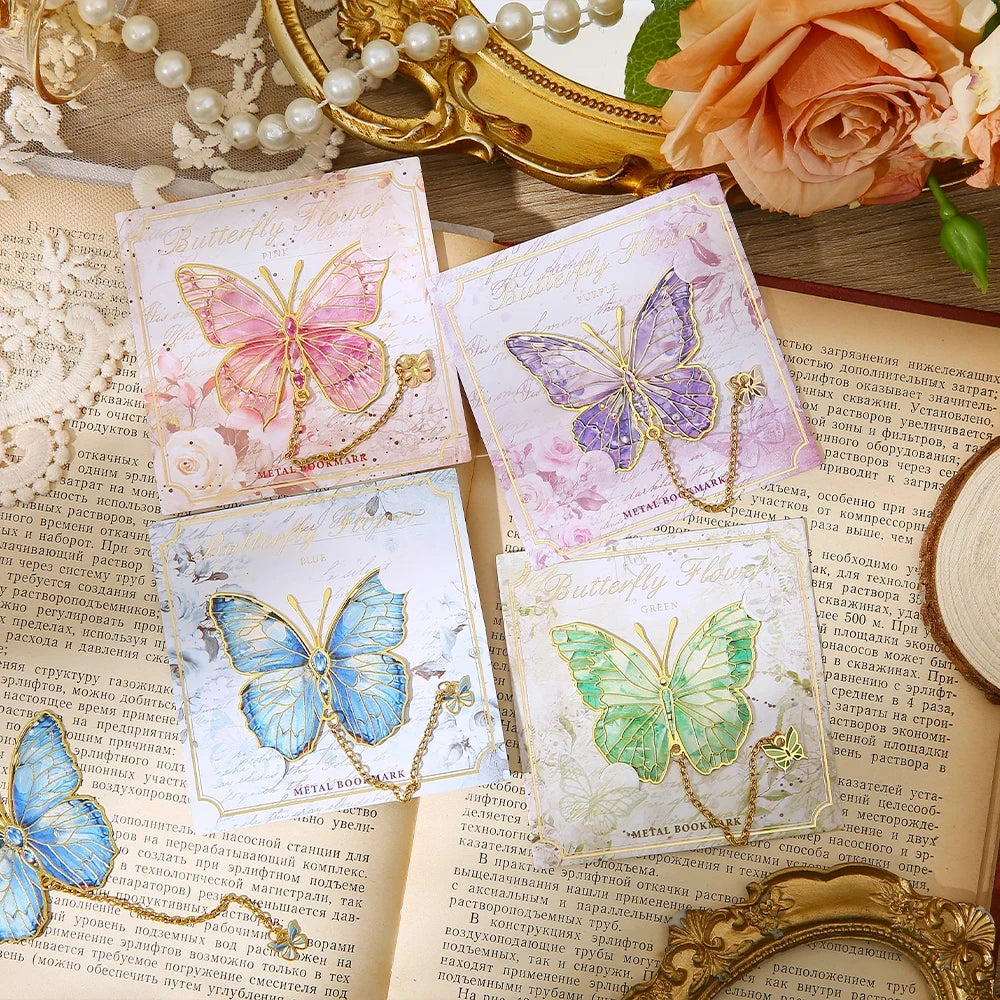 Mini Cute Butterfly Metal Bookmark With Chain And Gold Foil Design, Butterfly Book Page Holder, Vintage Bookmark To Aid Reading Beauty World Shop