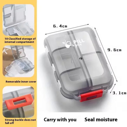 10 Compartments Travel Pill Organizer Pocket Portable Pill Storage Box Case Daily Pill Container or Purse Fish Oil Medicine Beauty World Shop