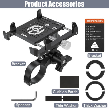 NEWBOLER MTB Phone Mount Stand Bicycle Holder 360° Rotatable Aluminum Adjustable Bike Phone Holder Non-slip Cycling Bracke Beauty World Shop