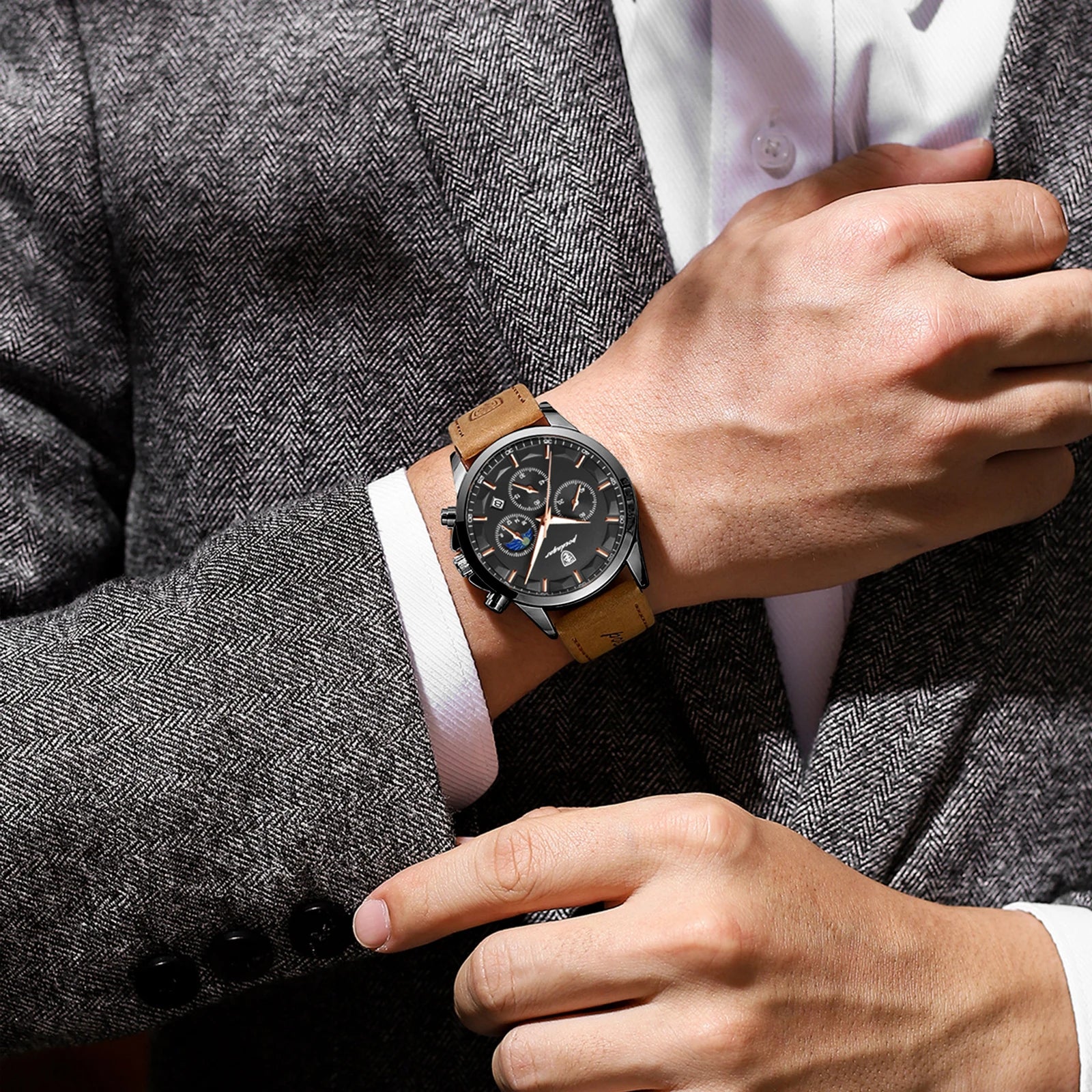 POEDAGAR Original Military Men Clock Waterproof Luminous Leather Quartz Man Watch Chronograph Date Luxury Business Men's Watches Beauty World Shop