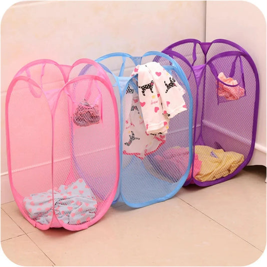 Folding Household Laundry Storage Basket Mesh Dirty Clothes Storage BasketToy Storage Bag Household Storage Bucket Beauty Fashion