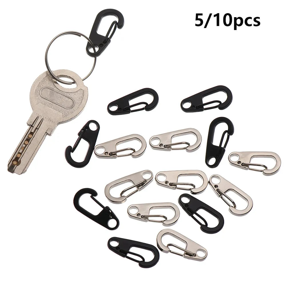 4/10Pcs Carabiner D-Ring Key Chain Spring Clips Mini Aluminium Alloy Hang Buckle Survival EDC Gear Outdoor Camping Keyring Tool Beauty World Shop