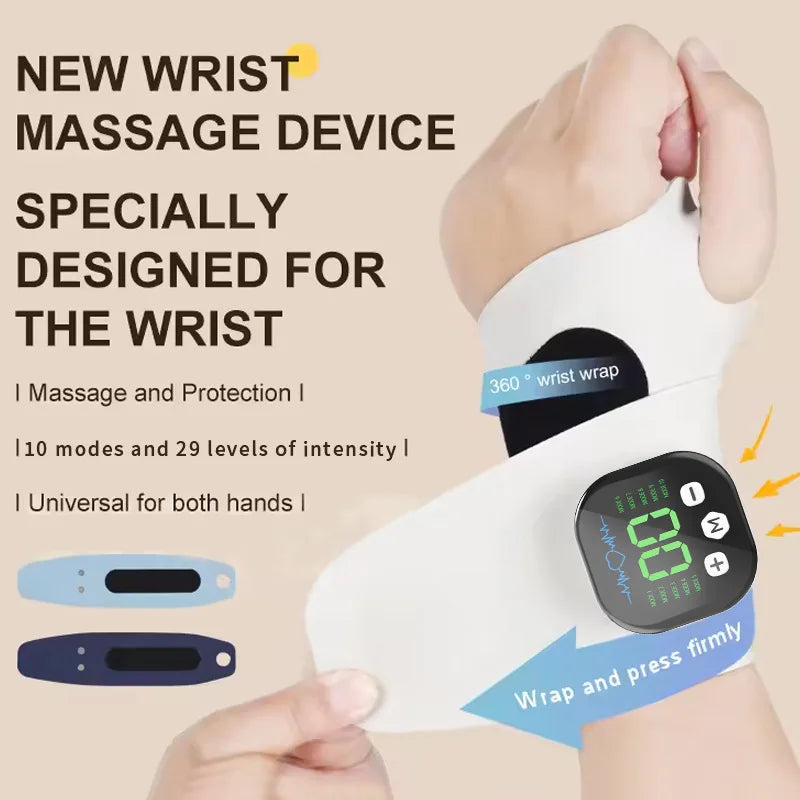 Electric Hand Massager EMS Microcurrent Cordless Wristband 10 Mode Vibration Massage 29 Level Wrist Massager Wrist Support Brace Beauty World Shop