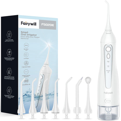 Fairywill Water Flossers for Teeth 300ML Oral Irrigator Rechargeable Portable Dental 3 Modes Water Tank Waterproof Teeth Cleaner Beauty World Shop
