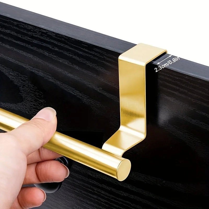 1pcs Modern Stainless Steel Towel Bar Easy-Install No-Drill Rust-Resistant Single-Rod Wall-Mounted Towel Holder Golden Finish Beauty World Shop