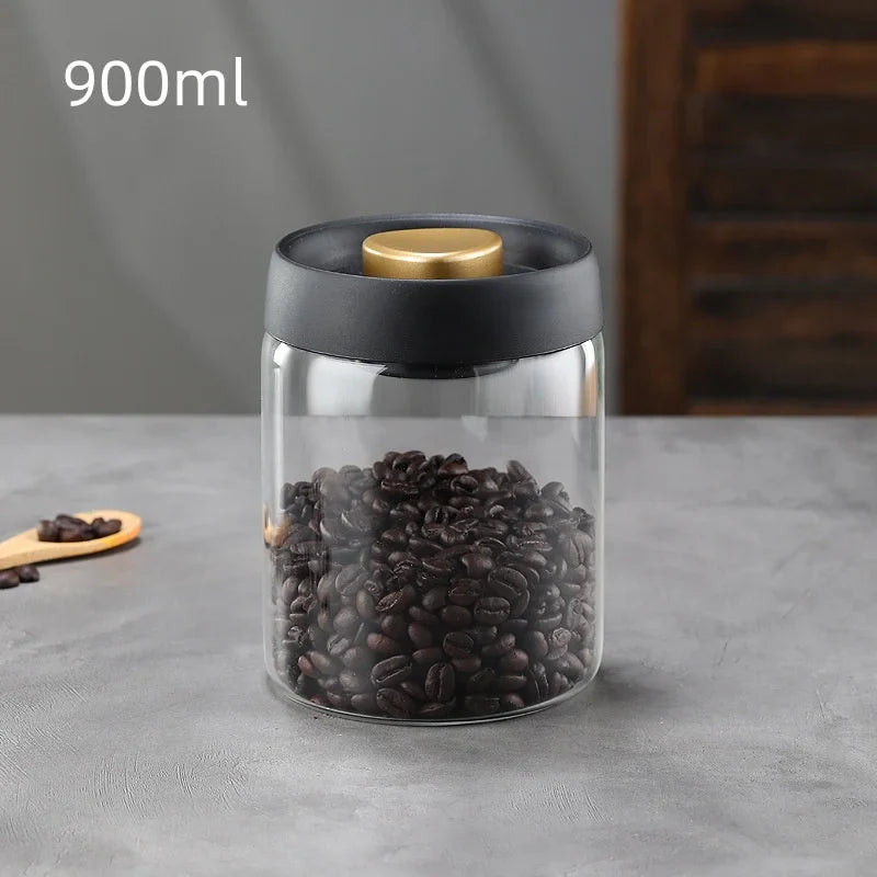 Manual Vacuum Sealed Coffee Jar High Borosilicate Glass Moisture Proof Tea Storage Container for Kitchen Coffee Beauty Trend Shop