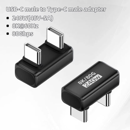 USB4.0 PD240W 8K60Hz Charger Connector for  80Gbps High Speed USB C OTG U-Shape Straight Angle dapter For Macbook iphnoe15/16