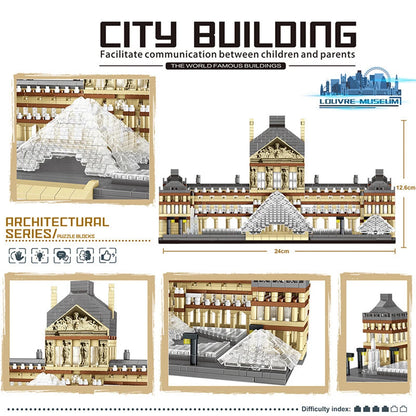 Knew Built Louvre Micro Mini Building Blocks for Adult, Architecture Toys Set, Construction, Arc Triomphe Eiffel Assembly Bricks Beauty World Shop