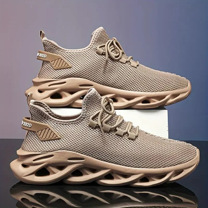 Men Sports Running Black Jogging Shoes Casual Sneakers Brown Outdoor Breathable Mesh Women Light Shock-absorption Black Tennis Beauty World Shop