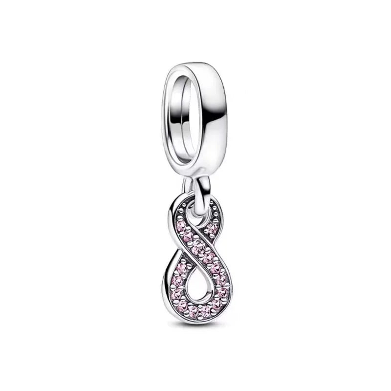 2025 Hot selling 925 Silver Pink Bird Moon Pendant Suitable for European Bracelets DIY Accessories Women's Charm Jewelry Gifts Beauty World Shop