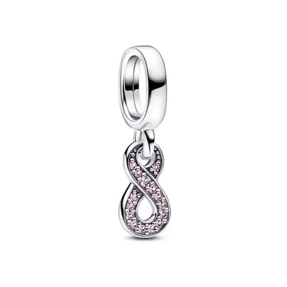 2025 Hot selling 925 Silver Pink Bird Moon Pendant Suitable for European Bracelets DIY Accessories Women's Charm Jewelry Gifts Beauty World Shop
