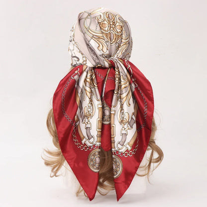 90*90cm Silk Scarf Scarftop Headwraps Women Four Seasons Hair Scarve Hijab Foulard Iuxe Bandana Femme Headscarf Beauty World Shop