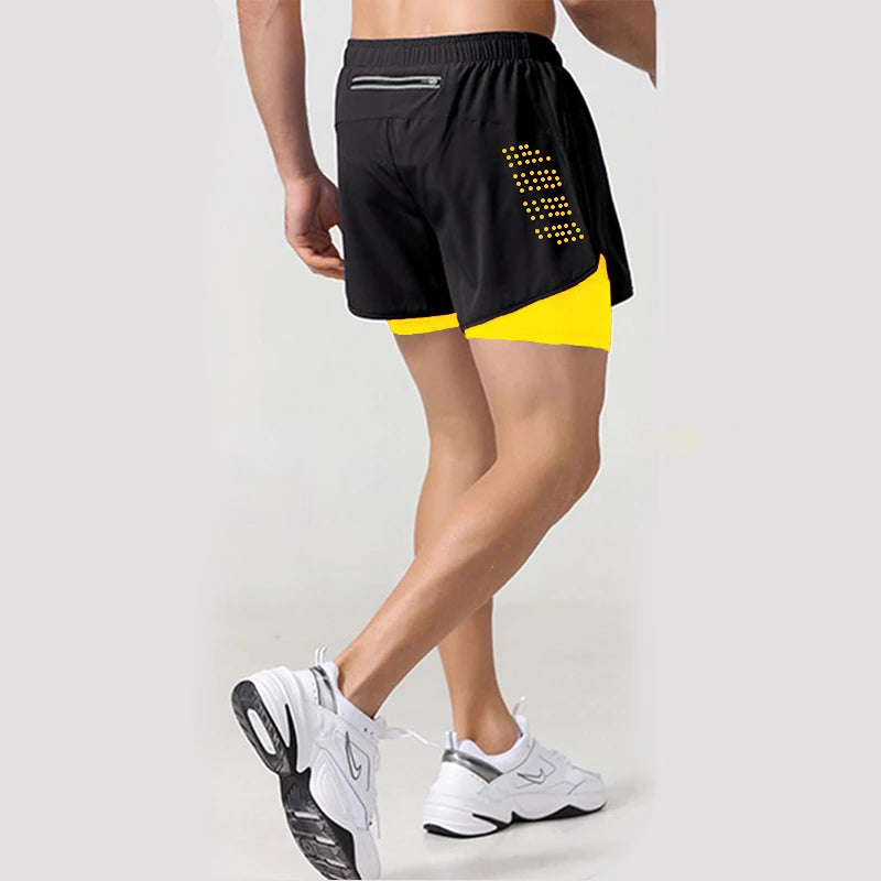 New Men Running Shorts Gym Sports Shorts 2 In 1 Quick Dry Workout Training Gym Fitness Jogging Short Pants Summer Men Shorts Beauty World Shop