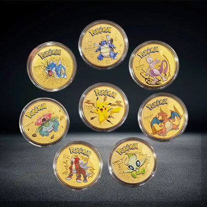 Pokemon commemorative Coin Metal Coins Anime Commemorative Coin Charizard Pikachu Golden Pokemon Cards Round Metal Coin Toy Gift Beauty World Shop