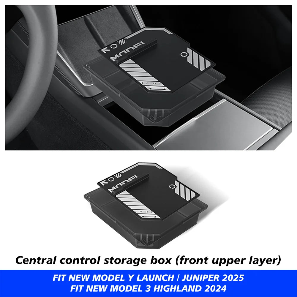 For Tesla Model Y Juniper 2025 Launch Center Console Eyeglasses Storage Box Armrest Box Upper&Lower Silicone Pad Beauty World Shop