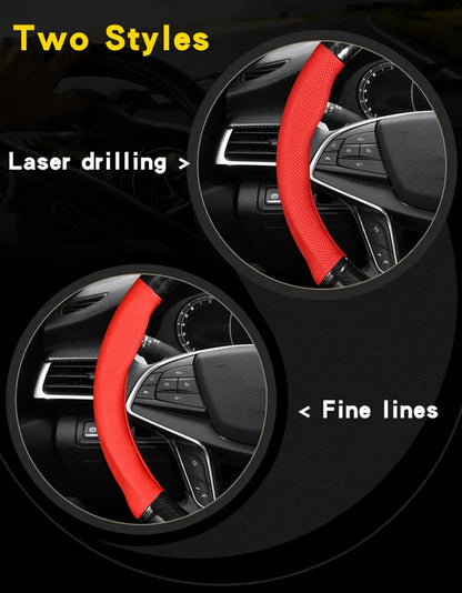 Universal Car Steering Wheel Cover Carbon Fiber Leather Three-dimensional Anti Slip, Timple And Fashionable Car Accessories Beauty World Shop