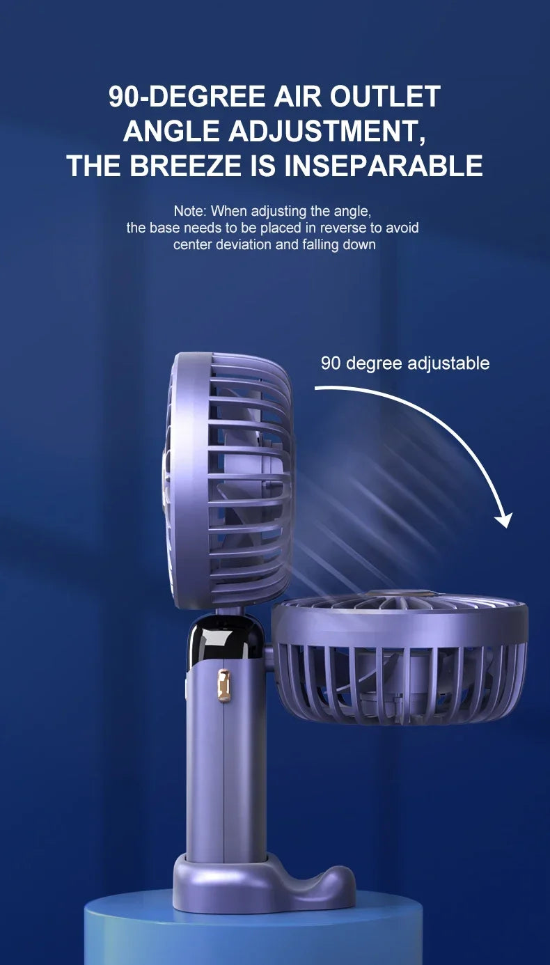 Handheld Mini Fan Foldable Portable Neck Hanging Fans 5 Speed USB Rechargeable Fan with Phone Stand and Display Screen 1800mAh Beauty World Shop