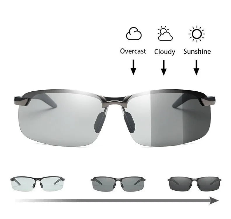 Men Photochromic Polarized Sunglasses Driving Fishing Chameleon Glasses Change Color Sun Glasses Day Night Vision UV400 Eyewear Beauty World Shop