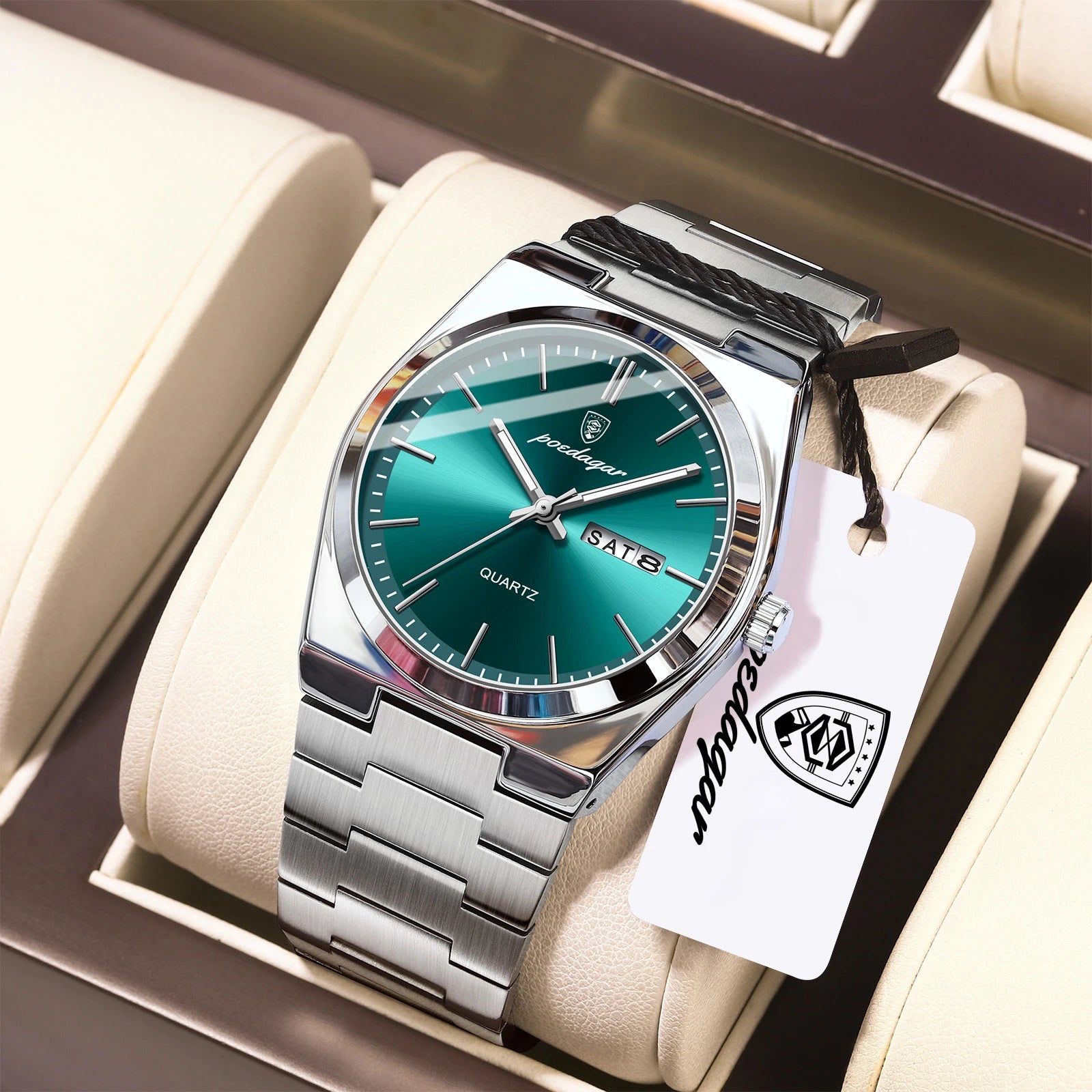 POEDAGAR Exquisite Business Men Watch Stainless Steel Waterproof Luminous Man Wristwatch Date Week Classic Men's Quartz Watches Beauty World Shop
