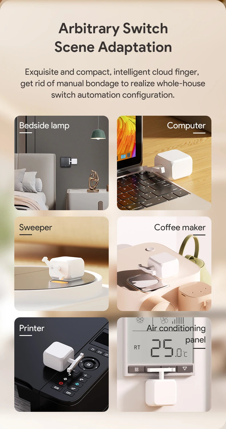 Tuya Fingerbot Wireless Control Light Switch Off Tool Automatic Button Pusher Adjustable Switch Press Robot Lazy Remote Control
