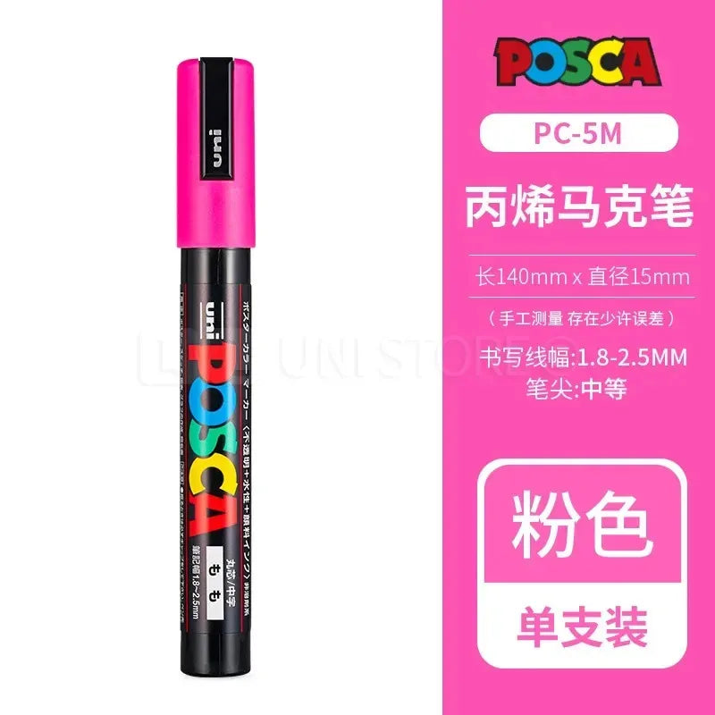 Uni Posca Full Marker PC-1M 3M 5M Multi-Colours Acrylic Permanente Rotulador Poster Graffiti Painting Pen For Fabric Rock Metal Beauty World Shop